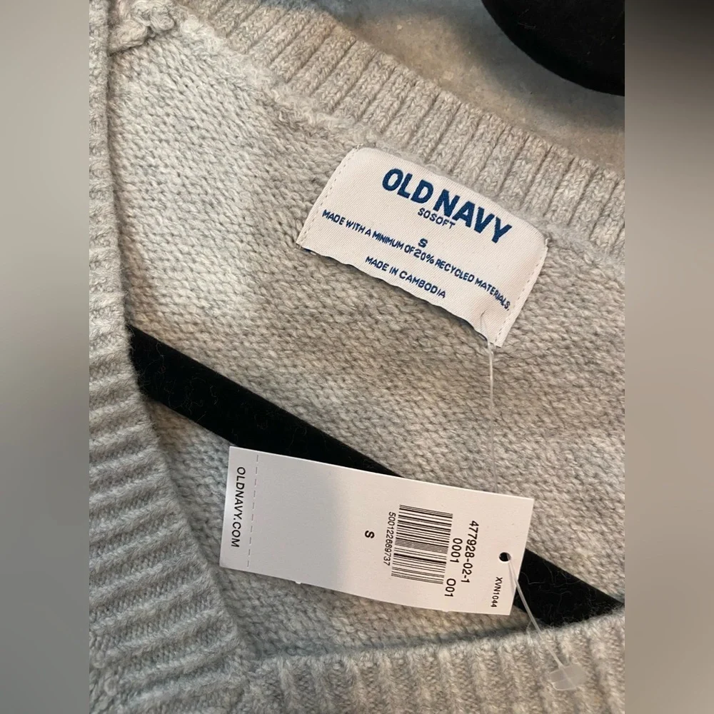 NWT Old Navy Size S Gray So Soft V Neck Long Sleeve Pullover Sweater Mini Dress
